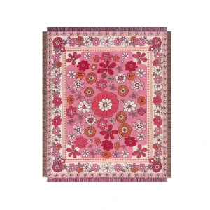 Custom Jacquard Woven Tapestry High Quality Floral Geometric Pattern Modern Style Boho Blanket with Tassel Washable