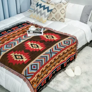Custom Jacquard Woven Throw Blanket Bohemian Tapestry for Room Decoration