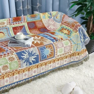 Custom Jacquard Woven Throw Blanket Bohemian Tapestry for Room Decoration