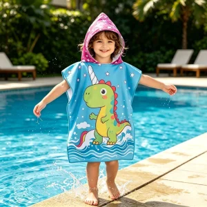 Custom Kids Hooded Bath Towel Print Cartoon Personalized Logo Quick Dry Change Robe Surf Baby Child Swimming Poncho Beach Towel