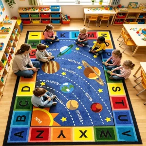 Custom Kids Rug Big for Classroom Children’s Rugs Bedroom Play Mat Carpet Washable Large Carpets and Rugs for Kids Kindergarten