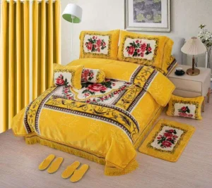 Custom LOGO 12PCS Raschel Blanket Set King Size Embossed Bedding Set with Matching Carpet for Winter