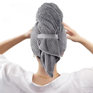 Custom LOGO Large Microfiber Hair Drying Wrap With Elastic Band Hair Towel for Women Sleeping Long Wet Hair Anti