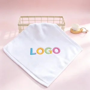 Custom LOGO Pure White Cotton 30*30cm Square Towels Gentle Facial Wipes for Esthetician Salon Skin Cleansing Daily Care