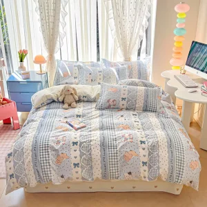Custom Large Pattern Zipper Bed Sheet Duvet Cover Set 100% Cotton Breathable Eco-Friendly All-Season Wedding
