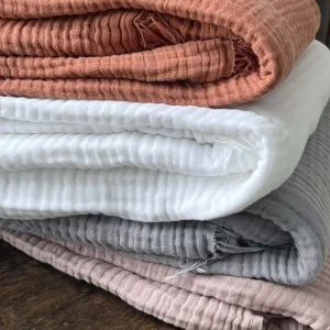 Custom Large Size Adult 100% Organic Cotton Muslin 4 Layer King Queen Double Size Bedding Throw Blanket
