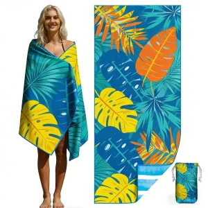 Custom Large Summer Sublimation Microfiber Beach Towels for Adults with Tropical Style for Beach Picnics