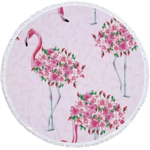 Custom Lightweight Polyester Round Beach Towel with Tassel Adult Multipurpose Featuring Printed Design