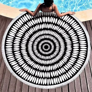 Custom Lightweight Quick Dry Round Polyester Beach Towels Digital Printed Patterns for Summer Beach Travel Vacation