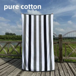 Custom Logo 100% Cotton Beach Towel Soft Absorbent Beach Pool Travel