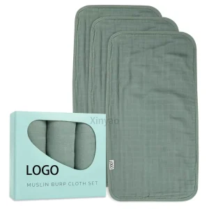 Custom Logo 100% Cotton Muslin Burp Cloths 6-Layer 20″ X 10″ Ultra Absorbent Safe Gentle Baby’s Drool Messes Bath Towel Sponge