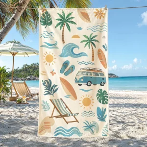 Custom Logo 100% Cotton Terry Velour Beach Towel OEM Large Oversized Absorbent Soft Pool Hotel Resort Towel