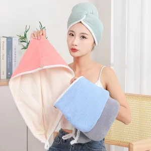 Custom Logo 2 Layers Thick Hair Drying Towel Super Absorbent Microfiber Quick Dry Head Turban Curly Long Thick Hair Towel Wrap