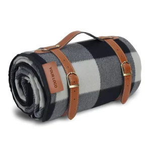Custom Logo 3 Layers Lightweight Large Size Soft Thick Fleece Waterproof Packable Picnic Blanket