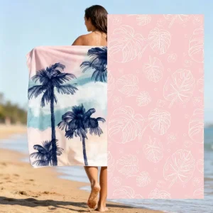 Custom Logo 380GSM Towel Double Sided Recycled Microfiber Waffle Quick Dry Summer High Quality Beach Towels