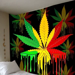 Custom Logo 3D Print Maple Leaf Wall Hanging Tapestry Bedroom Decor Home Wall Psychedelic Leaves Wall Tapestry Art Decoration