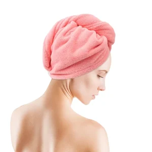 Custom Logo Absorbent Shower Cap Waffle Beauty Salon Spa Women Quick Dry Fast Hair Drying Turban Microfiber Hair Towel Wrap
