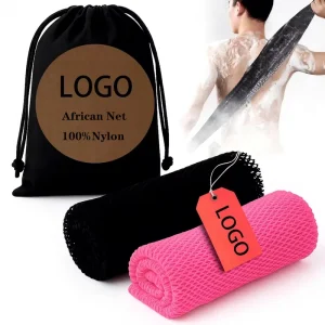 Custom Logo African Body Exfoliating Long Net Bath Sponge Exfoliating Shower Body Scrubber Back Scrubber Skin Smoother Washcloth