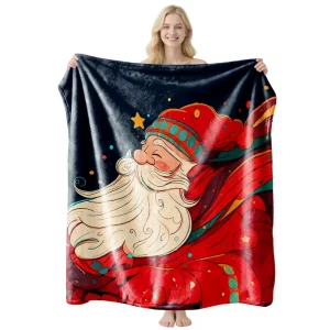 Custom Logo Christmas Sherpa Throw Blanket Premium Xmas Theme Plush Flannel Fleece Couch Blanket for Sofa Bed