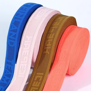 Custom Logo Color Pattern Nylon Polyester Latex Elastic Band Jacquard Emboss Elastic Waistband Webbing