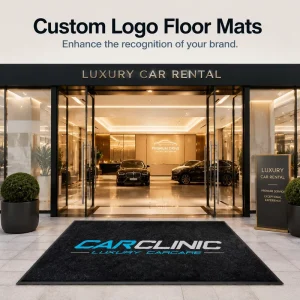 Custom Logo Commercial Doormat with Oil Dirt Resistant Washable Branded Entry Mat for Luxury Car Rental & Auto Dealership