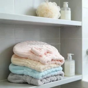 Custom Logo Coral Fleece Flannel Hair Drying Cap Ultra Absorbent Fast Drying Turban Wrap Towel Soft Reusable Non slip One Size