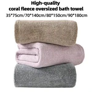Custom Logo Coral Velvet Bath Towels Large Size 90*180cm Super Absorbent Quick Dry Thick Fluffy Bath Sheet Hotel Spa Holiday