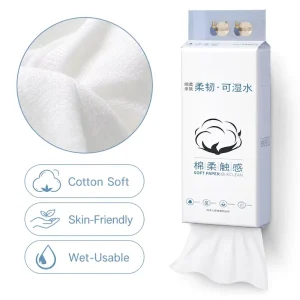 Custom Logo Cotton Soft Hanging Facial Tissue OEM Service Wet Strength Virgin Wood Pulp Bottom Dispense Tissue Box