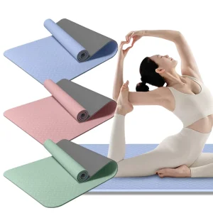 Custom Logo Dance Sport Double Color Shock Absorption Odorless Non Toxic Anti Slip Extra Wide TPE Yoga Mat