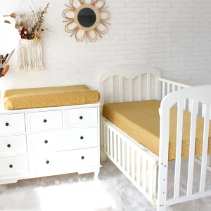 Custom Logo Digital Printing Soft Breathable 70% Bamboo 30% Organic Cotton Muslin Fitted Crib Sheet for Baby Newborn Washable