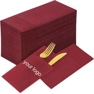 Custom Logo Disposable 1 Ply Virgin Wood Pulp Green 40x40cm Dinner Napkins 8 Fold Dust Free Bag Style Paper Accessories
