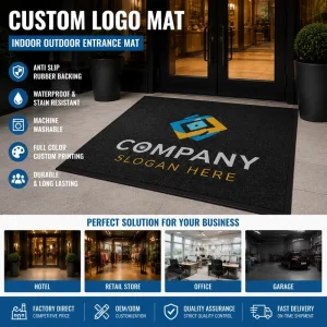 Custom Logo Door Mat Indoor Outdoor Entrance Mat Non Slip Rubber Backing Printed Welcome Mat for Business Store