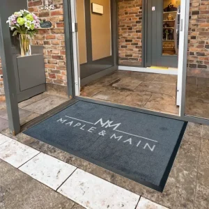 Custom Logo Doormat Rubber Backing Outdoor Entrance Mat Waterproof Heavy Duty Commercial Use Anti Slip Durable Floor Rug