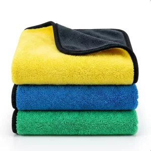 Custom Logo Dual Layer Microfiber Towel Factory Thick Coral Fleece Motorcycle Detailing Cloth for Car Care and Washing
