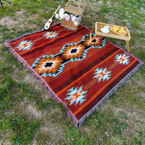 Custom Logo Eco Friendly Modern Jacquard Woven Four Seasons Cotton Blend Sofa Throw Blanket
