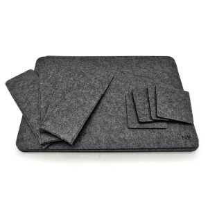 Custom Logo Felt Placemat and Cutlery Bag Set Reusable Easy Clean Felt Table Placemat Set for Restaurant Household