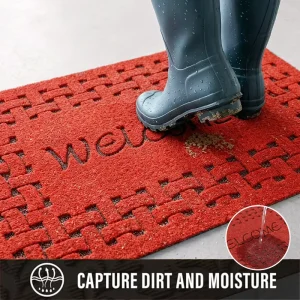 Custom Logo Heavy Duty 1200gsm Polyester Door Mat Anti Slip TPR Rubber Backed Welcome Entrance Mat Embossed Ribbed Floor Rug