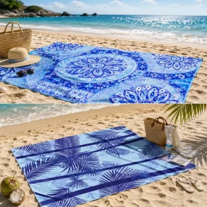 Custom Logo High Quality Polyester Beach Hand Towel Quick Dry Striped Design with Sand-Free Feature for Summer Gym Use