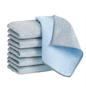 Custom Logo Kitchen Square Polyamide Multipurpose Dishwashing Rag Non-scratch Silver Microfiber Towel for Wet and Dry