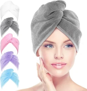 Custom Logo Lightweight Microfiber Coral Fleece Hair Towel Wrap Turbans Super Absorbent Quick Dry All Hair Types Anti Frizz