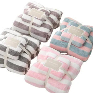 Custom Logo Luxury Bath Towel Set High Quality Soft Super Absorbent Coral Fleece Microfiber Printed Spa Hotel Cleaning