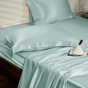 Custom Logo Luxury Bed Sheets Soft Silk Flat Sheet Fitted Sheets 100% Mulberry Silk Bedding Set