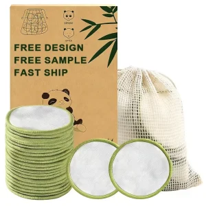 Custom Logo Makeup Remover Pads Soft Eco Friendly Natural Bamboo Cotton Organic Remover Pads for All Skin Types Facial Tissue