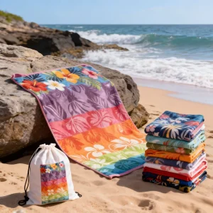 Custom Logo Microfiber Beach Towel Quick Dry Sand Proof Tropical Print Absorbent Swim Pool Towel Hawaiian Beach Towel