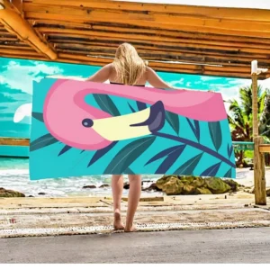 Custom Logo Microfiber Beach Towel with Luxury Modern Turkish Style Double-Side Digital Print Sand Free Mesh Bag