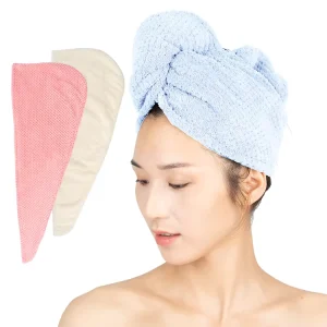 Custom Logo Microfiber Hair Drying Wrap Large Elastic Band Hair Towel for Women Long Wet Hair Knitted Face Towel Hotel