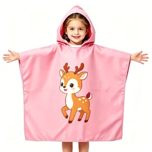 Custom Logo Microfiber Kids Hooded Poncho Towel Light Portable Sand Free Seaside Cape Beach Towel Summer Vacation Swim Bath Use