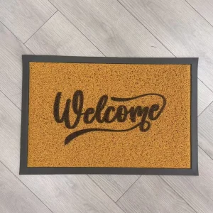 Custom Logo Modern Puzzle Washable PVC Coil Door Mat Non Slip Outdoor Rug with Novelty Pattern for Home Hotel & Office Use