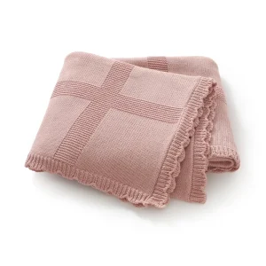 Custom Logo OEKO TEX Baby Summer Solid Color 80*100 CM 100% Cotton Knitted Throw Blanket