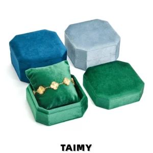 Custom Logo Octagonal Chamfer Velvet Bracelet Box Removable Pillow Bangle Wristband Jewelry Storage Display Packaging Gift Case